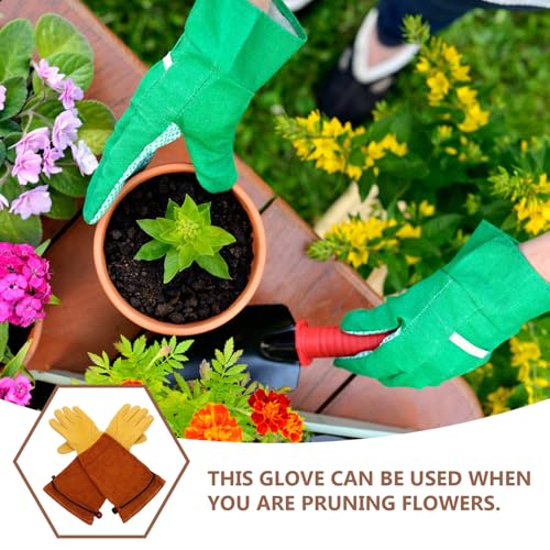 Sewroro Puncture Resistant Gardening Gloves Long Sleeve Cowhide Leather Work Gloves for Rose Pruning and Thorn Protection Heavy Duty for Outdoor Planting and Beekeeping