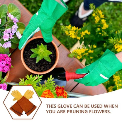 Sewroro Puncture Resistant Gardening Gloves Long Sleeve Cowhide Leather Work Gloves for Rose Pruning and Thorn Protection Heavy Duty for Outdoor Planting and Beekeeping