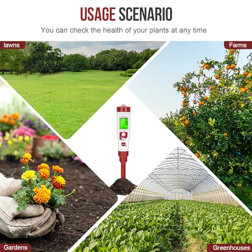 Digital pH Meter with Calibration Kits for Soil Water Food | for Soil, Garden, Water, Plants, Solution and Food, LCD Display, Calibration Powder Included, Plastic Protective Cap | For Soil, Garden, Water, Plants, Solution and Food, LCD Display, Calibratio