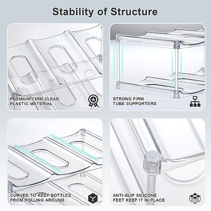 LARGER Compartment - Stackable Water Bottle Organizer Holder - for Stanley & Others' Large Tumbler - Clear Wine Rack, Cup Bottle Holder for Cabinet Home Countertop Fridge Pantry Shelf, 2 Tier Hold 6 - size: 2 Tier - Hold 6