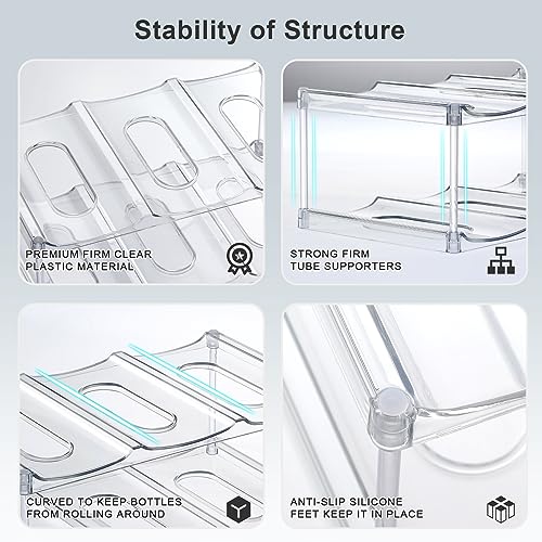LARGER Compartment - Stackable Water Bottle Organizer Holder - for Stanley & Others' Large Tumbler - Clear Wine Rack, Cup Bottle Holder for Cabinet Home Countertop Fridge Pantry Shelf, 4 Tier Hold 12 - size: 4 Tier - Hold 12