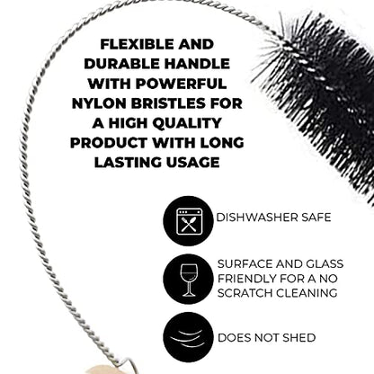 10" Extra Long Tube Cleaning Brush Set - 10 Pack - Pink | Flexible nylon straw brushes for bottles, cleaning straws, pipe cleaners, glass, keyboard, detailing and deep cleaning - color: Pink, size: 10pk - 2mm 3mm 4mm 5mm 6mm 8mm 12mm 16mm 20mm 24mm