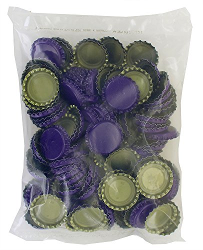 144 Oxygen Absorbing Beer Bottle Caps, 26mm US Standard Size Pry off Silver Crown Caps for Homebrew, PVC Free Purple Crown Caps for Beer Bottles.