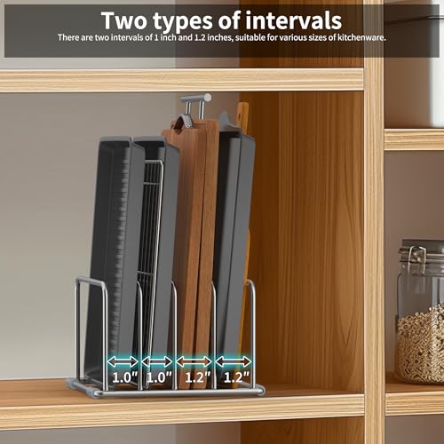 Cutting Board Holder Stand, Chopping Board Organizer Rack with 304 Stainless Steel, Cookie Sheet Storage Organizer, 1.0 & 1.2 Inch Wide Slots (1 Pack) - size: 1.0 & 1.2 in Slots - 1 Pack