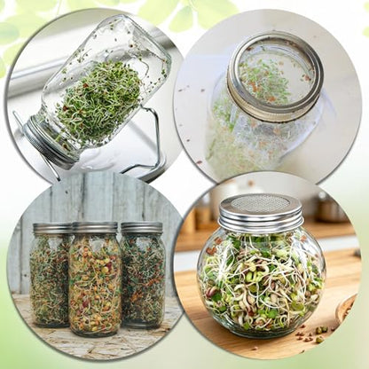 10Pcs Stainless Steel Screen Filter Strainer Lid for 82mm Wide Mouth Mason Jar, Sprouting Lids, Mason Jar Sprouting Lids