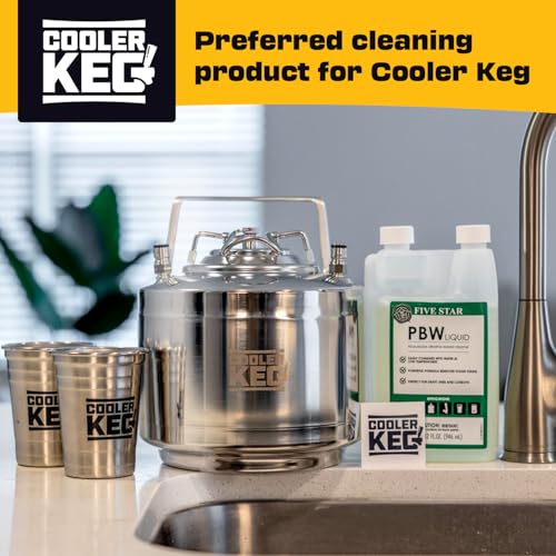Cooler Keg PBW 32oz Brewery Cleaner, Beer Line Sanitizer, Liquid Wash for Growlers, Home Brew Cleaning, and Kegerators