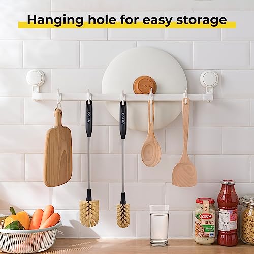 2-in-1 Water Bottle Brush, Water Bottle Cleaner & Straw Brush Cleaning Scrubbing Brush 15 in Long Bottle Brush Detachable Head Multi-Function Cleaning Brush Homework Cleaning Brushe - color: 3pcs/Brown