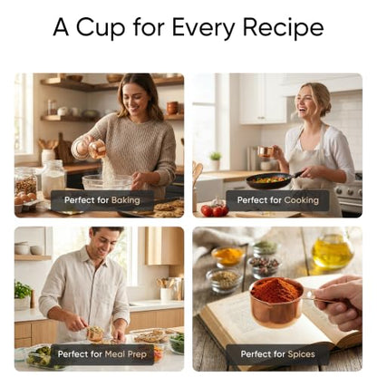 Color Up 2 Cup Measuring Cup, 480ml Copper Stainless Steel Metal Measuring Scoop, Easy-Pour Spouts, Engraved Markings, for Dry & Liquid Ingredients - size: 2 Cup (480 ml) Copper