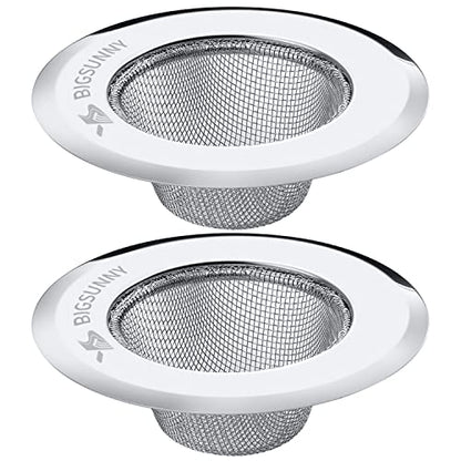 Mesh Sink Strainer Set of 2, MSY BIGSUNNY Stainless Steel Kitchen Sink Strainer Kitchen Drain Strainer with Large Wide Rim 4.5 inch Diameter for Kitchen Sinks - size: 4.5"+4.5"