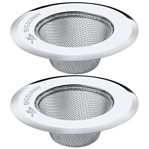 Mesh Sink Strainer Set of 2, MSY BIGSUNNY Stainless Steel Kitchen Sink Strainer Kitchen Drain Strainer with Large Wide Rim 4.5 inch Diameter for Kitchen Sinks - size: 4.5"+4.5"