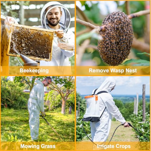 Bee suit,Full Body Beekeeping Suit with Stinging Protection for Wasp Removal,Bee Suits for Men Sting Proof with Gloves & Protective Round Veil for Beekeeping and Outdoor Yard (L for 5'3"-5'7") - size: L for 5'3"-5'7"