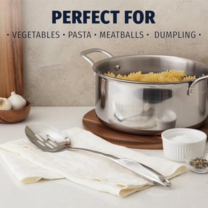 Zulay Kitchen Stainless Steel Slotted Spoon - 15” Large Cooking & Serving Spoon with Ergonomic Handle - Durable, Rust-Proof, Heat-Resistant & Dishwasher Safe Kitchen Utensil for Cooking and Buffets - size: Slotted Spoon