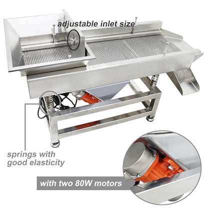 TECHTONGDA Straight Vibrating Sieve Screen Shaker Electric Linear Sifter Machine Stainless Steel One Layer Two Motors 6mm Round Hole Screen Size 11.8×31.5inch 110V - size: 6mm