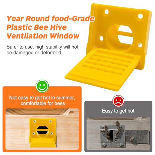 Bee Hive Entrance Reducer, 6 Pack Plastic Beehive Entrance Reducer, Yellow Portable Mouse Guard for Beehive,Bee Hive Ventilation,Beehive Travel Gate,Bee Hives Boxes Starter Kit, Beekeeping Supplies - color: Yellow-6pcs