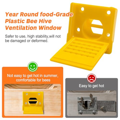 Bee Hive Entrance Reducer, 6 Pack Plastic Beehive Entrance Reducer, Yellow Portable Mouse Guard for Beehive,Bee Hive Ventilation,Beehive Travel Gate,Bee Hives Boxes Starter Kit, Beekeeping Supplies - color: Yellow-6pcs