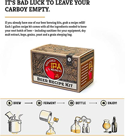 Craft A Brew Recipe Kit - Oak Aged IPA Refill - 1 Gallon - Ingredients for Home Brewing Beer - color: Oak Aged IPA