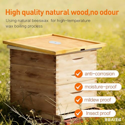 4 Pcs Beehive Inner Cover for 10 Frame Box, Beeswax Coated Ventilated Cover | ventilated airflow design, fits standard Langstroth hives, moisture resistant