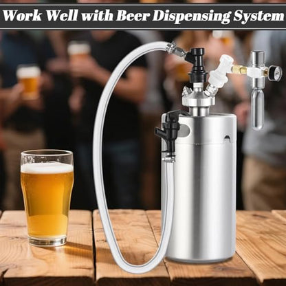 2 Pairs Ball Lock Keg Fittings Beer Corny Keg Connectors with Stainless Steel 5/16" Gas & 1/4" Liquid Barbs and MFL Thread Swivel Nuts for Homebrew with 4 PCS Hose Clamps