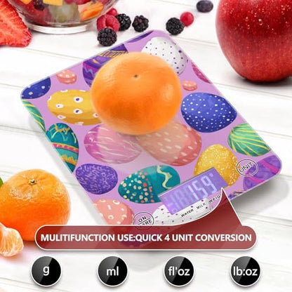 Food Scale Kitchen Scale for Baking Cooking Digital Food Weighing Measuring Scale Small Waterproof Electric Food Scale Colorful Cute Easter Eggs - color: Colorful Cute Easter Eggs