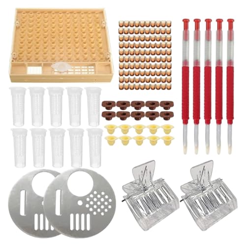 Beekeeping Supplies Kit, Plastic Queen Rearing System - with Grafting Tool & Cell Cups for Hive Management