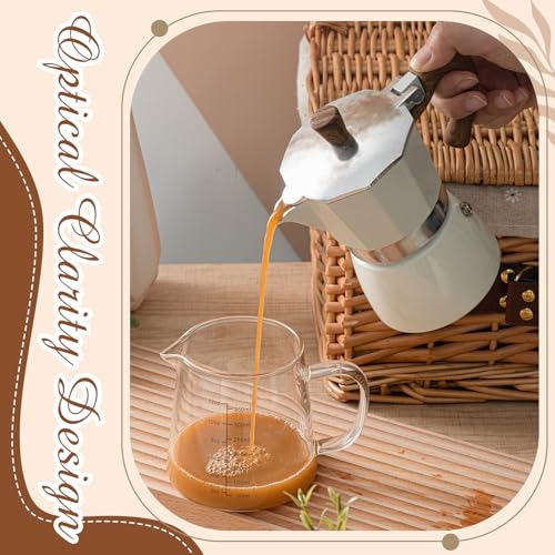Honeydak 1 Pack 12oz Espresso Measuring Cup, Heat Resistant Glass Milk Frothing Pitcher with V-shaped Spout, Coffee Shot Glass for Latte, Microwave Dishwasher Safe, Gift for Dad Coffee Lovers