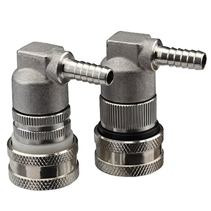 OneBom Ball Lock Disconnect, Gas & Liquid Corny Keg Fittings, MFL 1/4’’ Threaded with 5/16’’ Stainless Steel Barbed & Hose Clamp (1/4'' Hose Barb) - color: 1/4'' Hose Barb