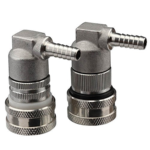 OneBom Ball Lock Disconnect, Gas & Liquid Corny Keg Fittings, MFL 1/4’’ Threaded with 5/16’’ Stainless Steel Barbed & Hose Clamp (1/4'' Hose Barb) - color: 1/4'' Hose Barb