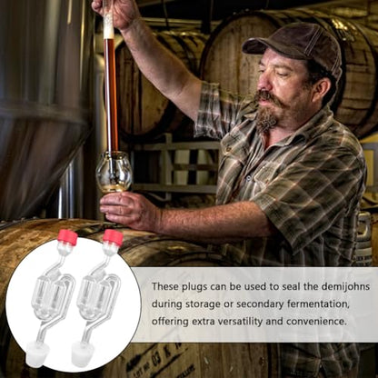 2pcs Fermentation Airlock, Brewing Airlock Plastic, Fermentation Valve Bubbler Airlocks, Exhaust Valve Beer Making Vent Air Lock With Cap Reusable Wine Fermentation