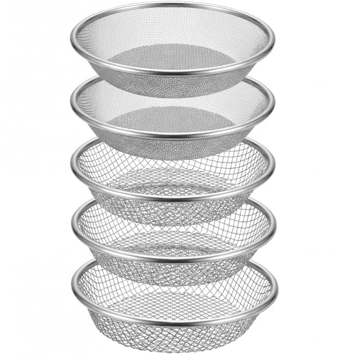 5 Pcs 11.8'' Soil Sifter for Gardening 2, 4, 6, 8, 10mm Grid Rock Sifter Soil Riddle for 5 Gallon Bucket Stainless Steel Dirt Compost Sieve for Capturing, Sand, Rocks, and Filtering Compost