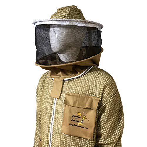 Clothes N Leather Gear Beekeeping Three Layer Mesh Ultra Fully Protection Beekeepers Jacket With Round Veil (5XL)