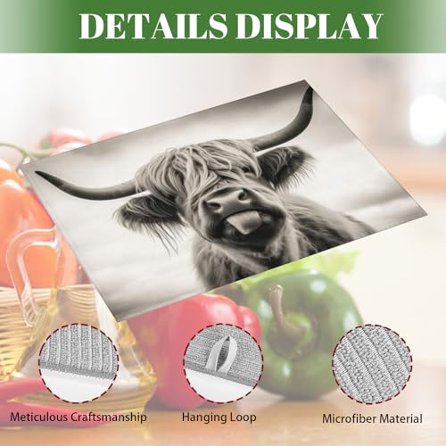 Large Dish Drying Mats For Kitchen Counter Microfiber Kitchen Drying Mat XL Draining Pad Absorbent Quick Drying Dish Mat 18x24 Inch - Cow Face - color: Cow Face
