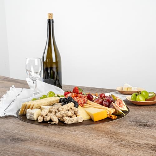 Restaurantware Cater Tek 13.8 Inch Charcuterie Boards 10 Faux Wood Cheese Boards - Round Stackable Dark Paper Cardboard Charcuterie Boards Disposable For Serving At Catered Events - color: Dark, size: 13 3/4"