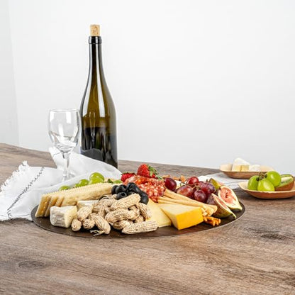 Restaurantware Cater Tek 13.8 Inch Charcuterie Boards 10 Faux Wood Cheese Boards - Round Stackable Dark Paper Cardboard Charcuterie Boards Disposable For Serving At Catered Events - color: Dark, size: 13 3/4"