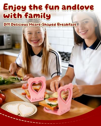 CHICHAUS Uncrustable Sandwich Maker,Sandwiches Pocket Circle Shape 3.7Inch Sandwich Cutter and Sealer,Sandwich Cutter for Kids Breakfast and lunchboxes (Heart Pink) - color: Heart Pink