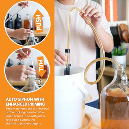 FastRack Auto Siphon 3/8" with 6.5 Ft Food Grade BPA-Free Tubing | Bottling Siphoning Kit for Homebrewing Beer, Wine Making & Carboy Transfers | Easy One-Hand Siphoning Pump | Made in USA