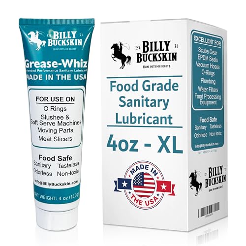 Grease-Whiz Food Grade Grease Lubricant 4oz - Food Grade Lubricant for Meat Slicer, Ice Cream, Slushee Machine, Beer Kegs, Pools, O Rings - Grease for Commercial & Domestic Use by Billy Buckskin - size: 4oz