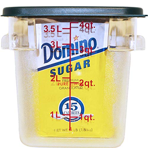 Tiger Chef 4 Quart Commercial Grade Clear Food Storage Square Polycarbonate Containers With Green Lids - style: 4 Quart