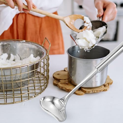 Tofficu 2Pcs Stainless Steel Duckbill Soup Spoon 11.81In Long Handle Sauce Spoon with Spout Ladle for Gravy Oil Drizzling Serving Kitchen and Dining Use