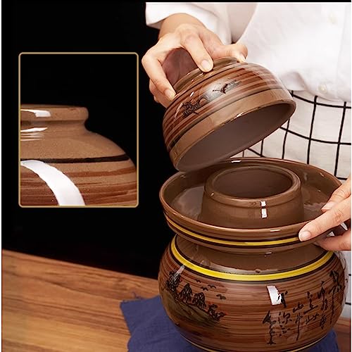 Ceramic Fermentation Crock Jar Kit,Sauerkraut Crock, Traditional Chinese Porcelain Pickle Jar with Water Seal Airlock Lid,Pickle Jar for Fermenting or Pickling Pickl 2.5Kg - size: 2.5Kg