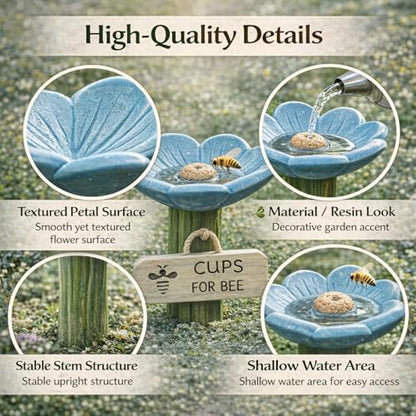 Bee Watering Station for Garden 1-Pack, Flower Bee Water Feeder, Ground Stake Pollinator Watering Station for Yard, Flower Bed, Planter - color: Monochrome