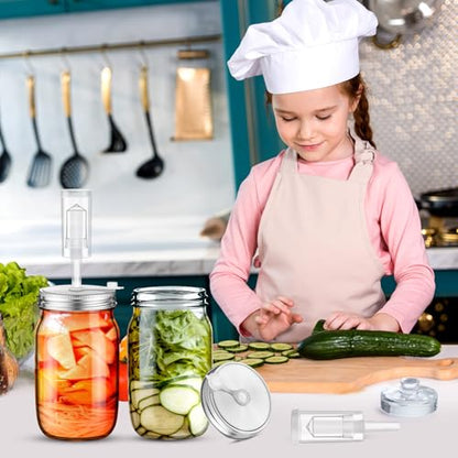 Honeydak Fermentation Kit for Mason Jars – 6 Pack Wide Mouth Glass Jars with Airlock Lids & Weights for Kimchi, Sauerkraut, Pickles & Yogurt - size: 34 oz