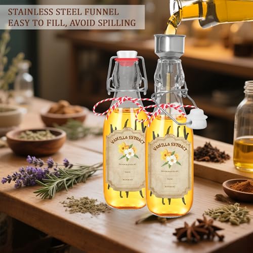 10 pack 8 oz vanilla extract bottles swing top glass bottles with lids homemade vanilla small flip top jars with airtight circle clear - color: 10PC-8OZ-Circle
