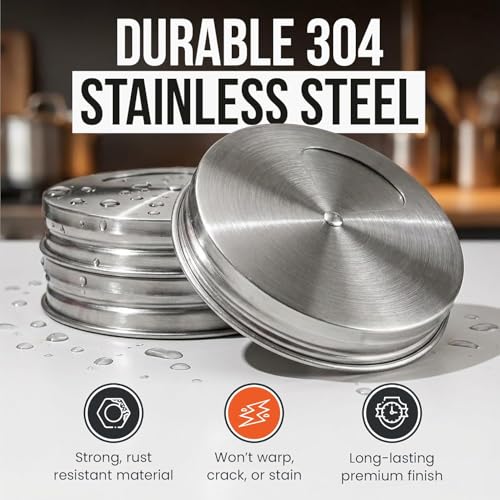 Mason Jar Spice Shaker Lids Stainless Steel – 6 Pack Adjustable Spice Lids for Mason Jars Wide Mouth – Seasoning Salt Pepper Dispenser Tops for Ball Canning Jars - style: Wide Mouth
