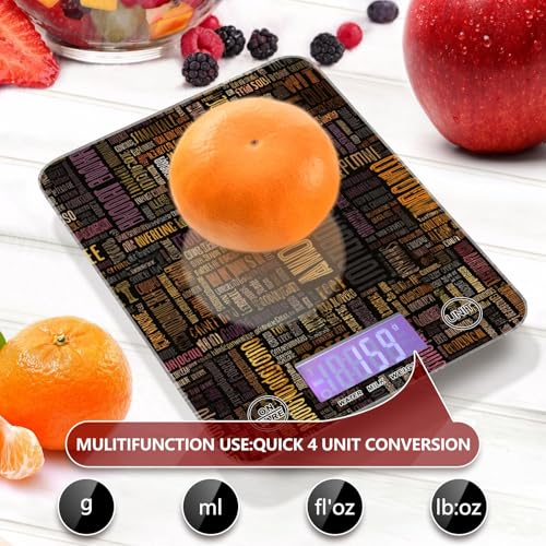 Food Scale Kitchen Scale for Baking Cooking Digital Food Weighing Measuring Scale Small Waterproof Electric Food Scale Brown Coffee Letterings - color: Brown Coffee Letterings
