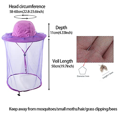 Beekeeper Hat,Bee Keeper Veil Netting,Mosquito Bug Gnat Mask,Head Catcher | Halloween Costume,Sun Shield Nylon,Foldable Packable,Brim Protection Dog Grooming,Bonnet Keepers Crown Net Comfortable - color: Violet Color