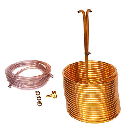 Home Brew Stuff Tall Copper Immersion Wort Chiller 50' x 3/8" with Vinyl Hoses