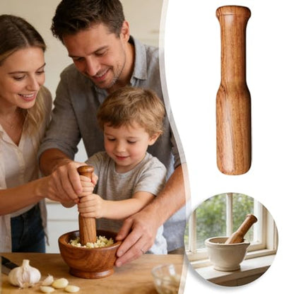 Solid Wood Sauerkraut Pounder, Manual Non-Slips Wooden Masher, Vegetable Fermentation Tampers, Ergonomic Handle Wooden Pickle Packing Tool, Crusher Tool for Cabbage Kimchi Vegetables (Khaki)