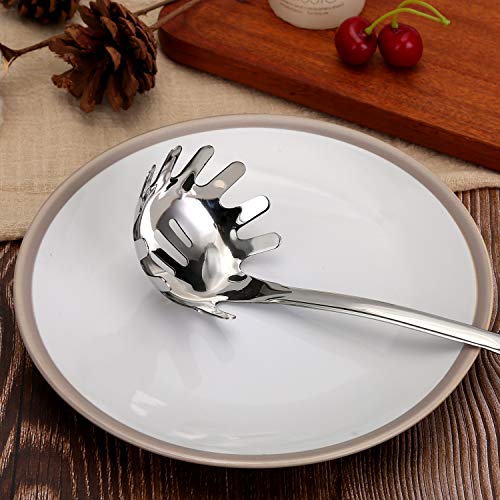 Kitchen 304 Stainless Steel Spaghetti Server – 12" Pasta Fork with Draining Holes & Anti-Slip Teeth – Rust-Resistant Noodle Ladle – Dishwasher Safe Kitchen Utensil for Everyday Use - size: B.Spaghetti Spoon