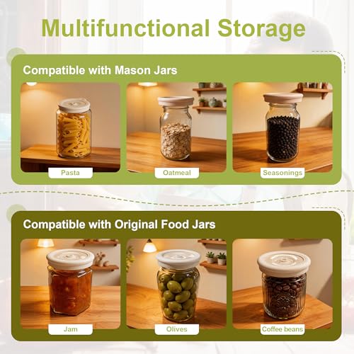Mason Jar Vacuum Sealer Kit – Manual Sealer with 6 Reusable Silicone Lids for Wide & Regular Mouth Jars | Perfect for Juices, Smoothies & Keeping Food Fresh