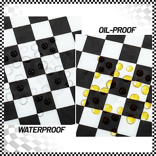 100 Pcs Black & White Checkered Wax Paper Sheets for Food, Wax Paper for Sandwich Wrap, Deli Wraps, Picnic Basket Liners, 8.6 x 9.8 inches - color: Black/White